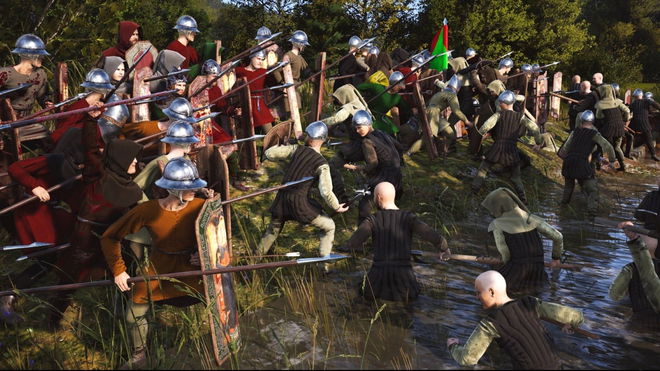 Manor Lords Units fighting near river