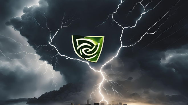 AI image of nvidia with thundering in the background