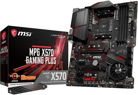MSI motherboard stood up next to box