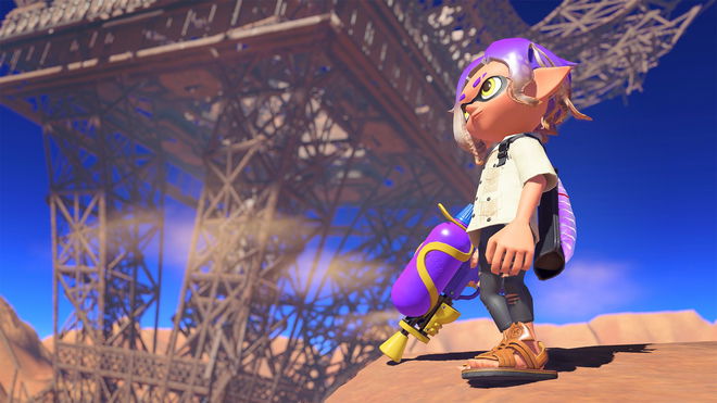 A character stand on a rock ledge holding their weapon - Splatoon 3 connection is unstable