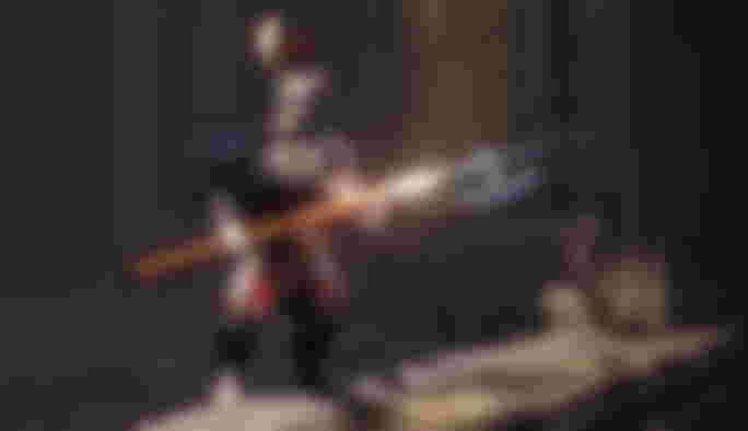 Dwarf in armour holding a halberd