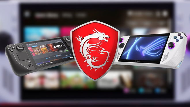 MSI logo in between the Steam Deck and the ASUS ROG Ally