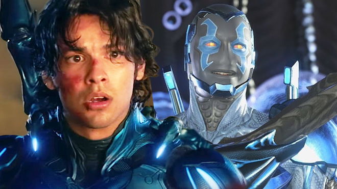 DC’s Blue beetle next to the injustice 2 version of the character