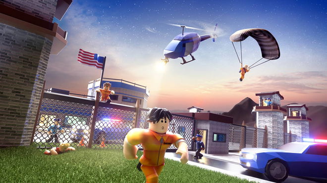 Roblox "Failed to delete costume" error - AN image of a Roblox prisoner chased by the police