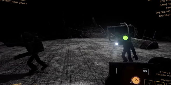 Content Warning players exploring dark area