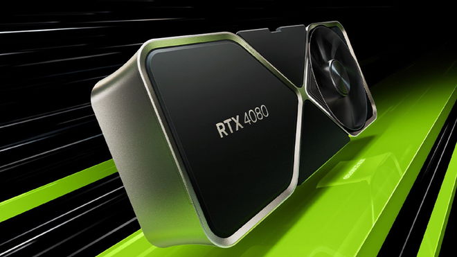 Nvidia 4080 in place of a 5080 inside a black and green press image