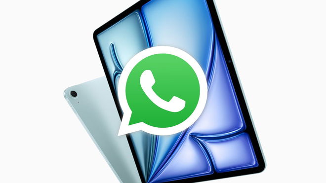 WhatsApp logo in front of the new iPad models press image