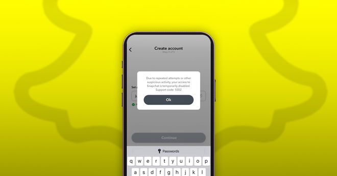 An image of the Snapchat access temporarily disabled error