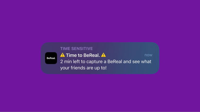 BeReal Notification Not Working - An image of a BeReal notification