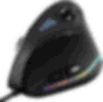 ZLOT Vertical Gaming Mouse product image of a wired black vertical mouse featuring multicoloured lighting.