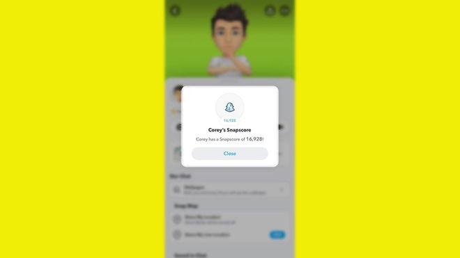 Can snap score go up without being on Snapchat? - An image of snapscore within the app