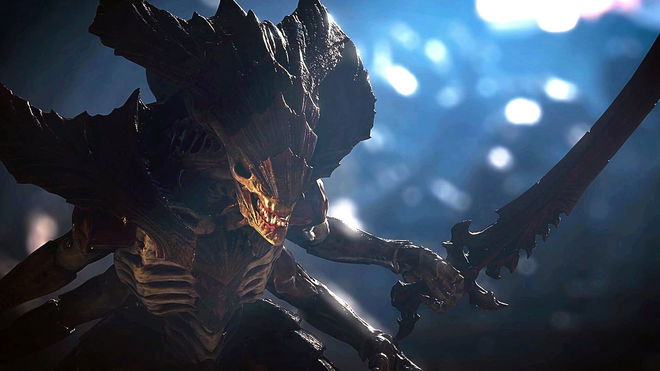 Warhammer 40k: Space Marine 2 - large Tyrannid alien wielding a jagged sword