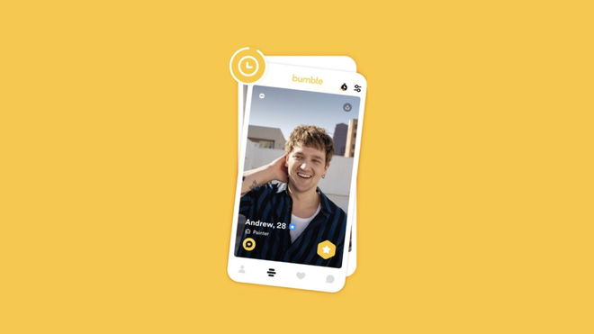 Bumble likes per day - An image of the swipe interface of Bumble