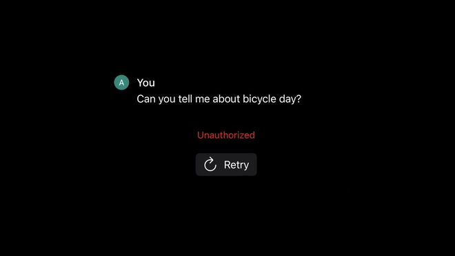 An image of the ChatGPT "Unauthorized" error on the mobile app