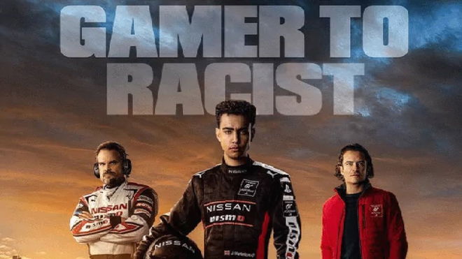 The racist Gran Turismo poster that reads “from gamer to racist”