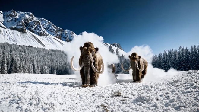 Is OpenAI Sora free to use? - An image of two mammoths in snow