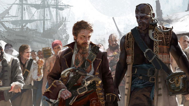 Skull and Bones "Unable to set sail or disembark" error - An image of several pirates in the games