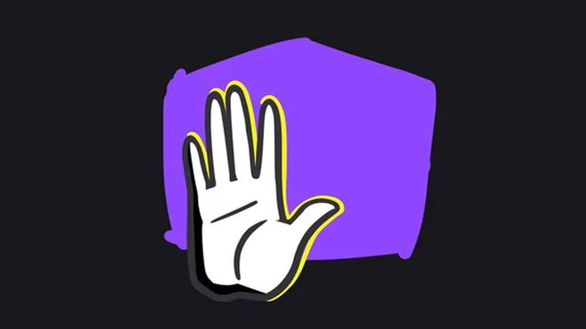 Image of Twitch ban hand logo on dark background