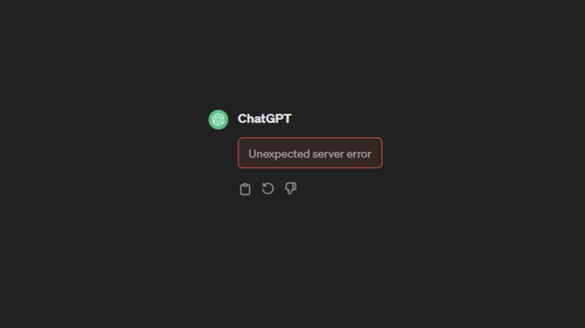 An image of the ChatGPT "Unexpected server error"