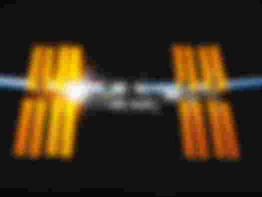 A picture of the International Space Station taken by NASA.