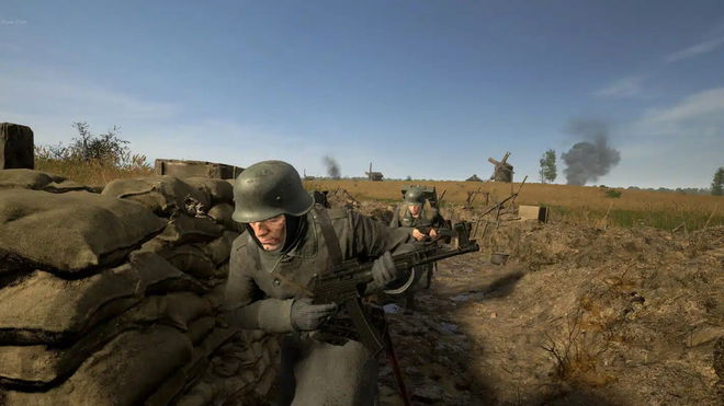 Hell Let Loose players running with guns into trenches