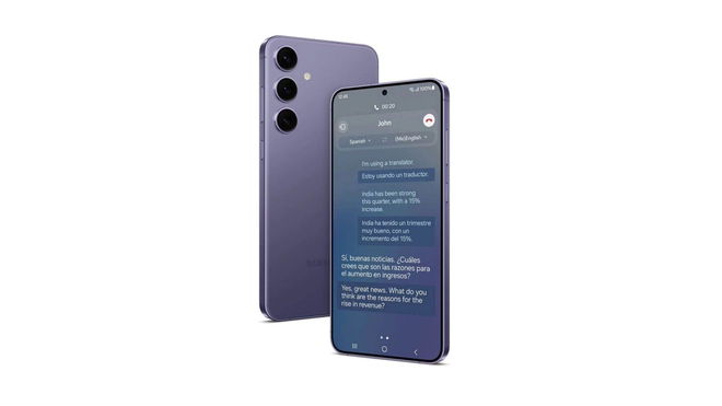 An image of a purple Samsung Galaxy S24 Plus smartphone