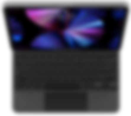 Apple Magic product image of a black keyboard hooked up to an iPad.