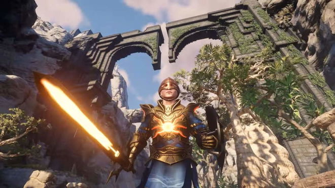Metal Scraps - player holds a glowing sword