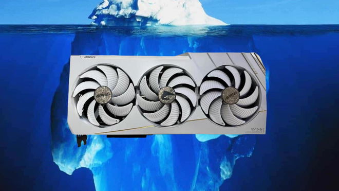GIGABYTE 4080 Super XTREME ICE model in front of an iceberg