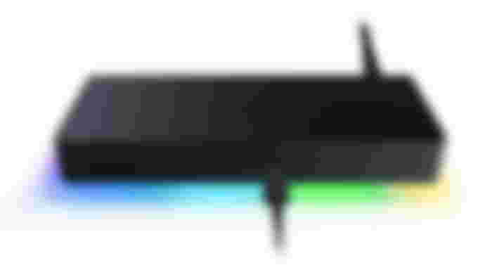 Razer Thunderbolt 4 product image of a black rectangular dock with RGB lighting underneath.