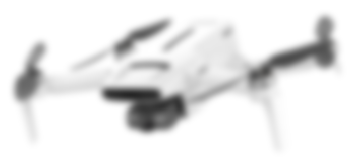 FIMI X8 Mini product image of a white drone with four black propellers and a camera underneath.