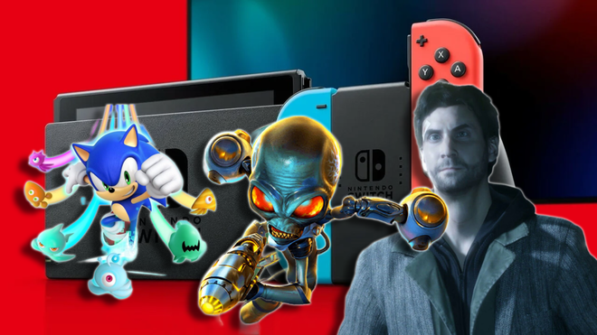 switch remasters are awful emulate the older games instead sonic alan wake and crypto pose in front of a switch