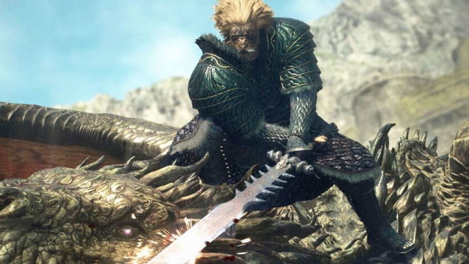 A beast man slashing on top of a Dragon’s Dogma 2 drake 
