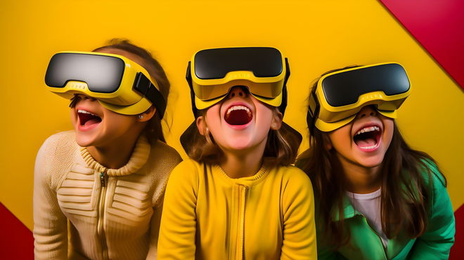 Children wearing VR