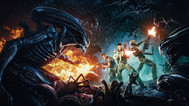 aaa alien game dead space resident evil a xenomorph stalks three soldiers