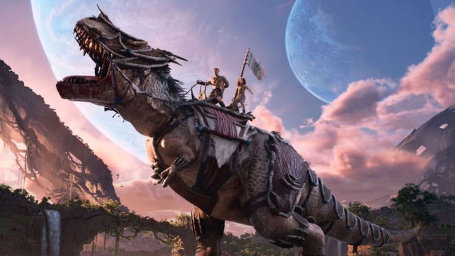 Ark: Survival Ascended performance settings for max FPS - characters riding a dinosaur