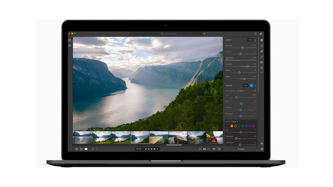 A laptop running the Lightroom program.