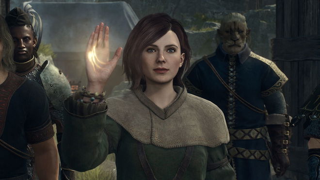 An image of a lady showing her hand - Dragons Dogma 2 Deluxe Edition items not showing up