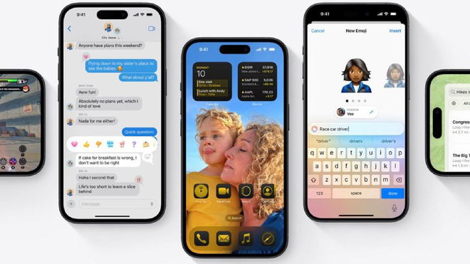 A group of iPhones in front of a white background showcasing the latest iOS 18 features