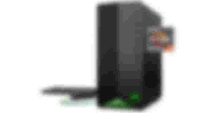 A black HP gaming laptop featuring green lighting and wiring to the mouse.