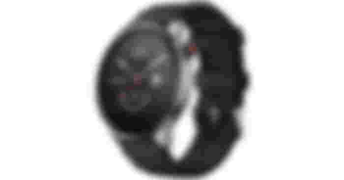 Amazfit GTR 4 product image of a black and silver smartwatch with a black strap.