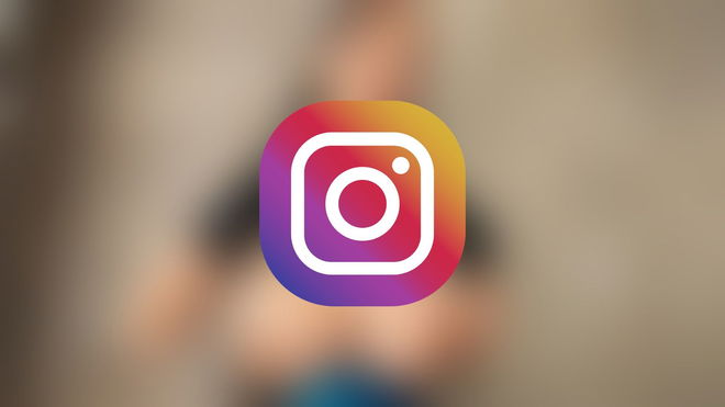 Instagram logo with a blurred background featuring explicit pornographic content.