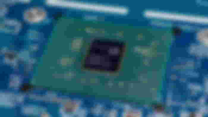 Close up of an AMD CPU.