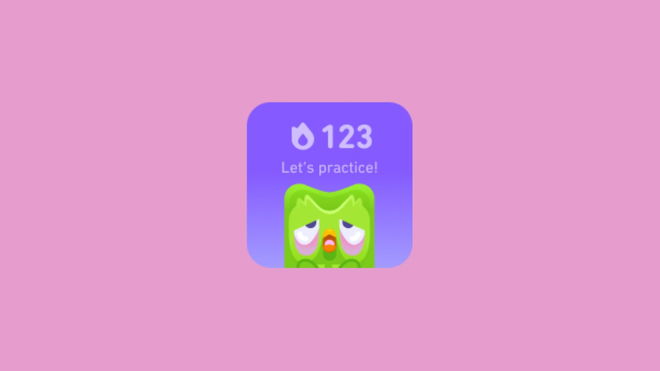 An image of a Duolingo widget, which is not working