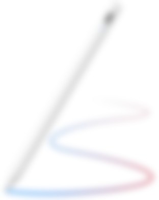 Blooding Stylus Pen in white drawing a multicoloured line.