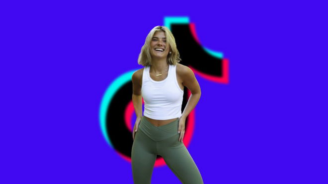 leggings legs TikTok - An image of a lady wearing leggings with TikTok logo in the background
