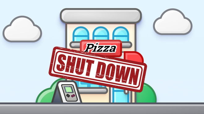 pizza emulators logo with shut down text in front