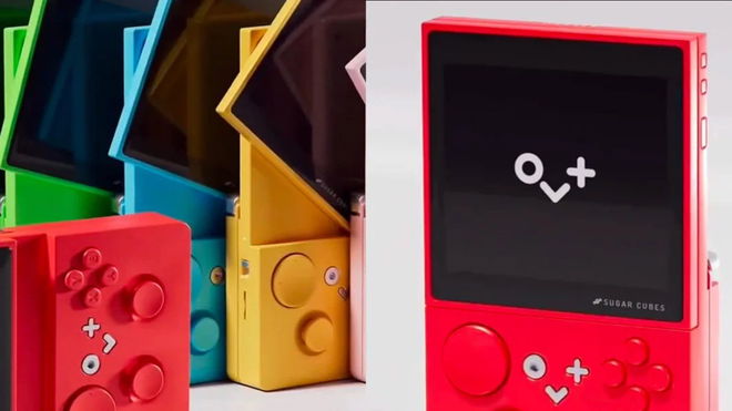 A collection of sugar cubes handhelds with their rotating oled screens 