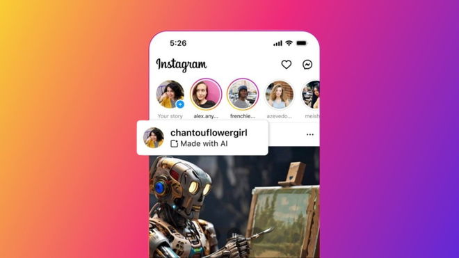 An image of the "Made with AI" label on an Instagram post - remove it