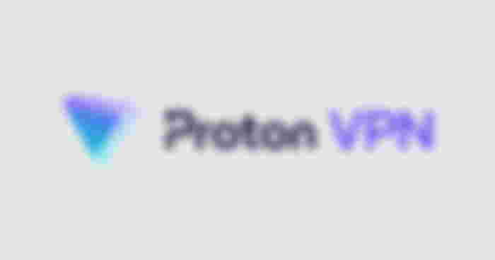 Proton VPN logo in black and purple with a blue and purple triangle shape next to it.